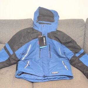 Men's Blue and Black Windbreaker Jacket